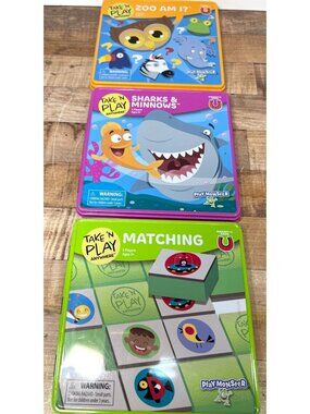 Take N Play Anywhere Magnetic Game Set In Tin Boxes Zoo Am I? Sharks & Minnows M